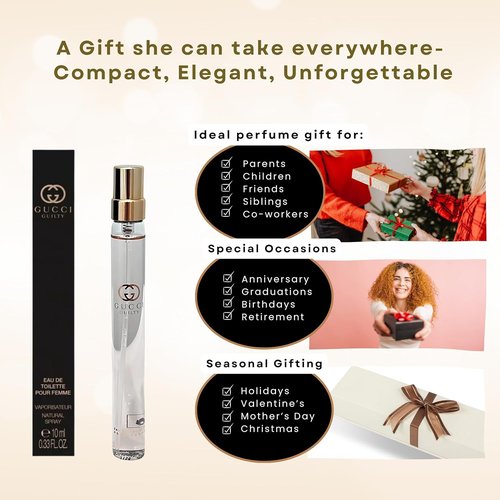 Gucci Guilty Women's Perfume - Travel Spray EDT 0.33 Fl Oz | Elegant Fragrance for Any Occasion
