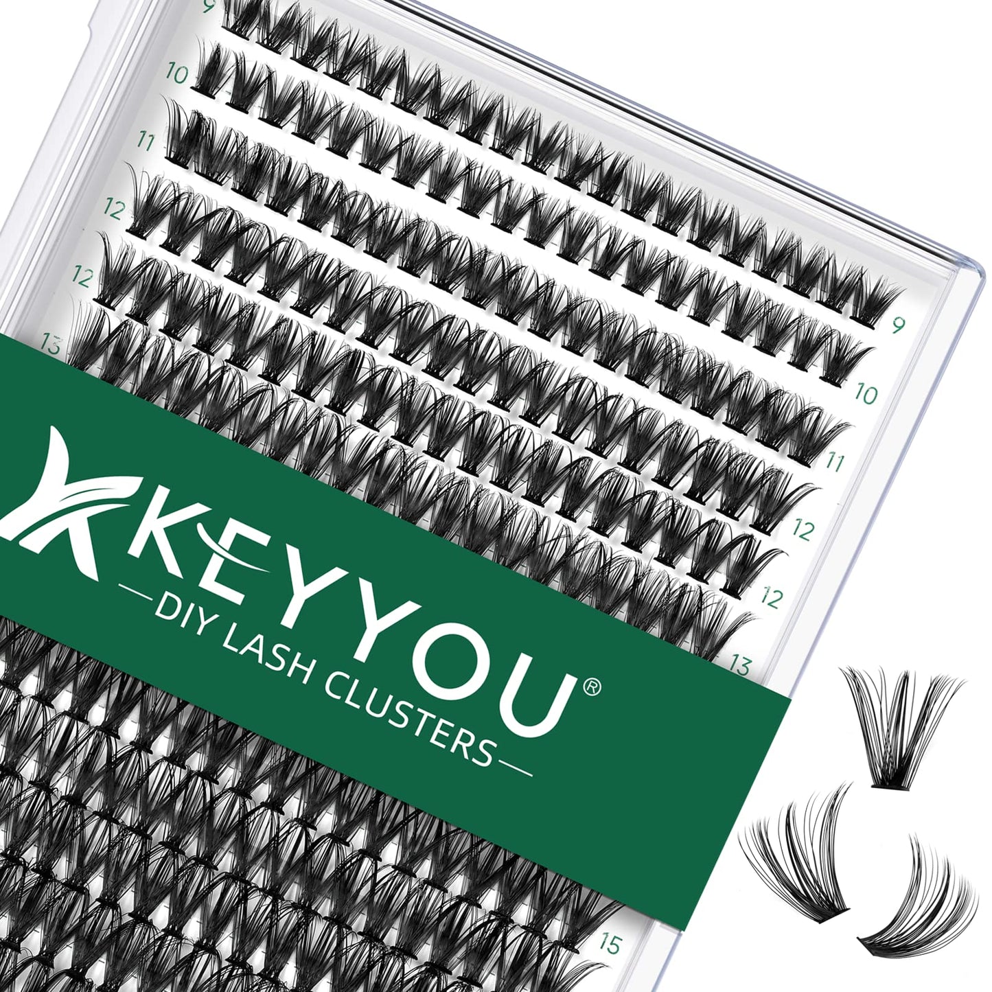 KEYYOU Lash Clusters 300Pcs Eyelash Clusters 40D D Curl 9-18MIX Soft Lash Extension DIY at Home(40D-D-9-18MIX-3)