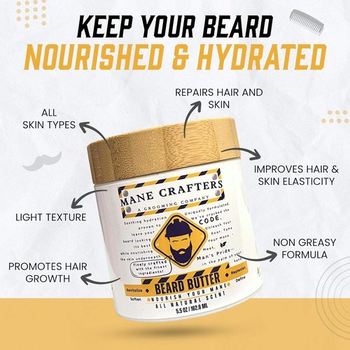 Regine Switzerland Lard Infused Beard Butter - Non-Greasy All-Natural Formula | Unscented 5.5 oz