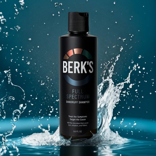 Berk's Medicated Dandruff Shampoo with 0.5% Coal Tar, 3% Salicylic Acid & 1.5% Sulfur - Full Spectrum Formula - Flake & Itch Control - 8 Fl Oz