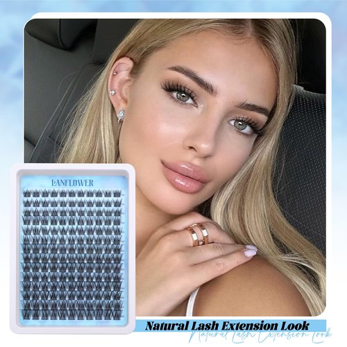 Wispy Lash Clusters Kit Natural Lash Extension Kit C Curved Eyelash Extension Kit 10-16mm Eyelash Clusters Thin Band Cluster Eyelash Extensions Kit 154pcs Individual Lashes by Lanflower