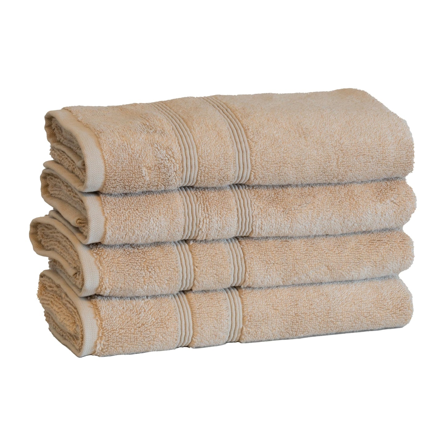 Mosobam Luxury Turkish Set of 4 Hand Towels 16X30 Light Taupe 700 GSM Bamboo Viscose & Aegean Turkish Combed Cotton