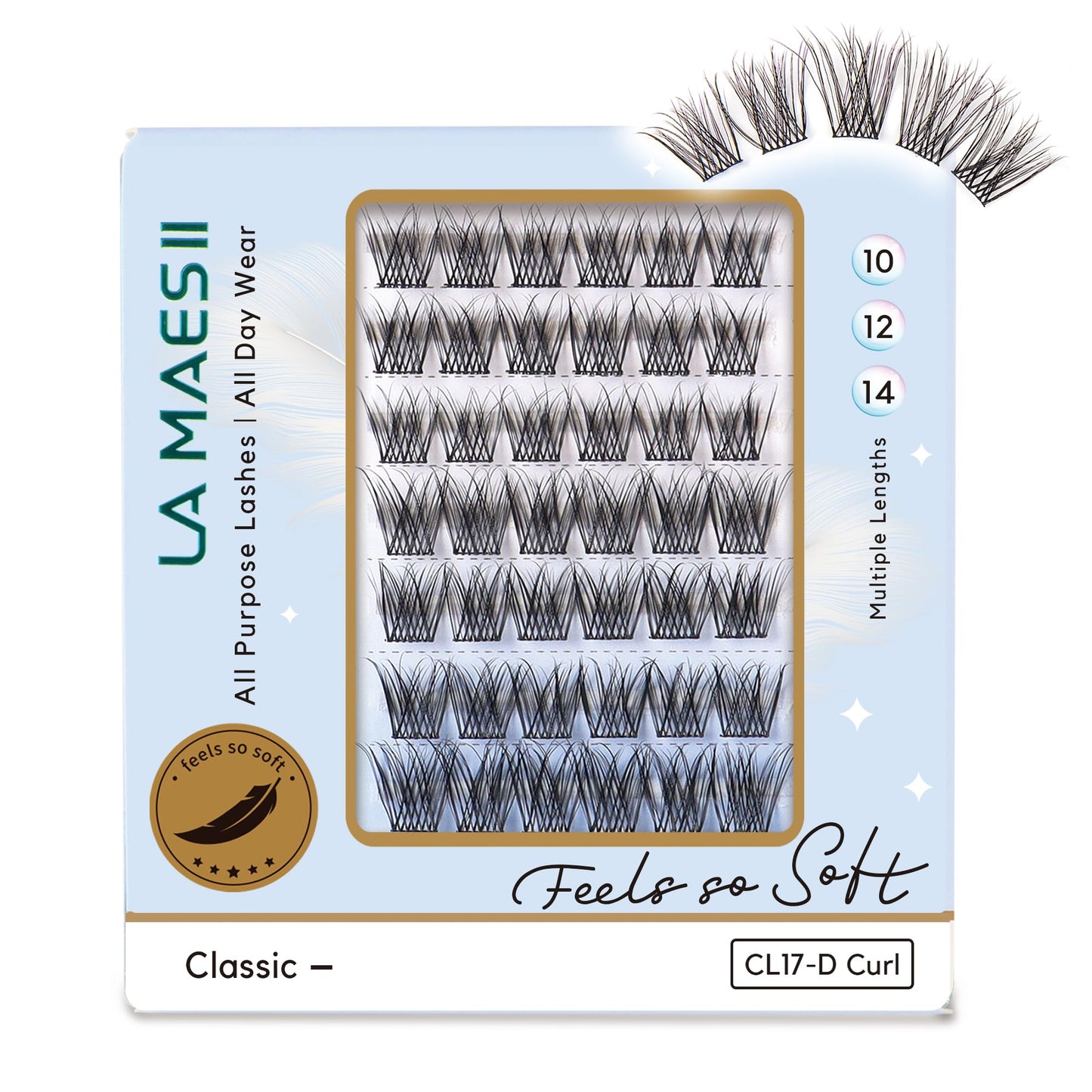 LA MAESII Lash Clusters, Individual Lashes Wispy & Natural Clusters Lashes, 48 Clusters Eyelash Extensions, D Curl Eyelash Clusters, Super Soft Thin Band Reusable False Eyelashes 10-14mm (Wispy-D)