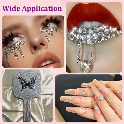 25000Pcs Resin Rhinestones for Crafting, Clear 2-6mm Mixed Sizes Non Hotfix Flatback Gems with 1Pcs Glue, Bedazzling Crystal for DIY Craft Clothing Mugs Tumblers Shoes Fabric Decor Nail Art