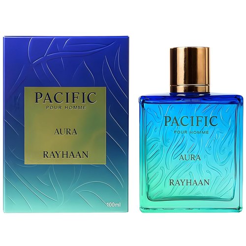 Rayhaan Pacific Aura - Citrus Aromatic Eau de Parfum Spray for Men | Fresh Mint & Amber, 3.4 oz