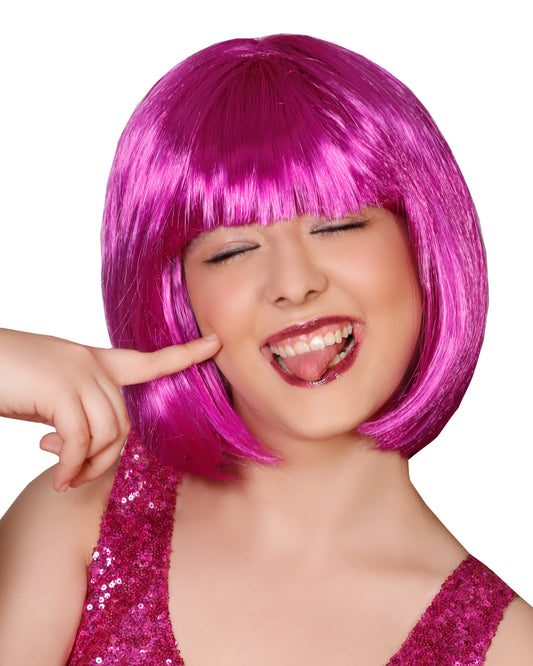 Matissa Short Straight 10" Bob Wig with Bangs Synthetic Fancy Dress Costume Halloween Party (Purple)