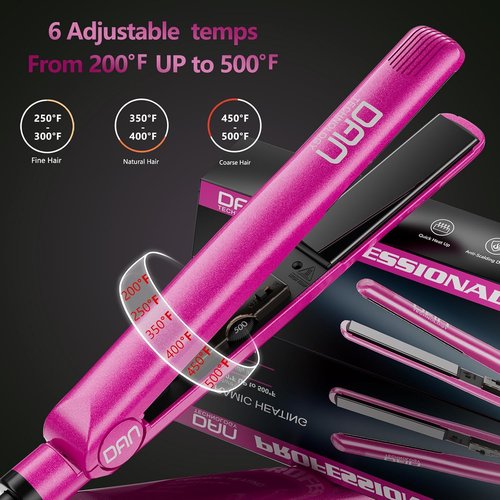 Dan Technology 2-in-1 Ceramic Flat Iron - Professional Straightener with Adjustable Temperature for Black Hair