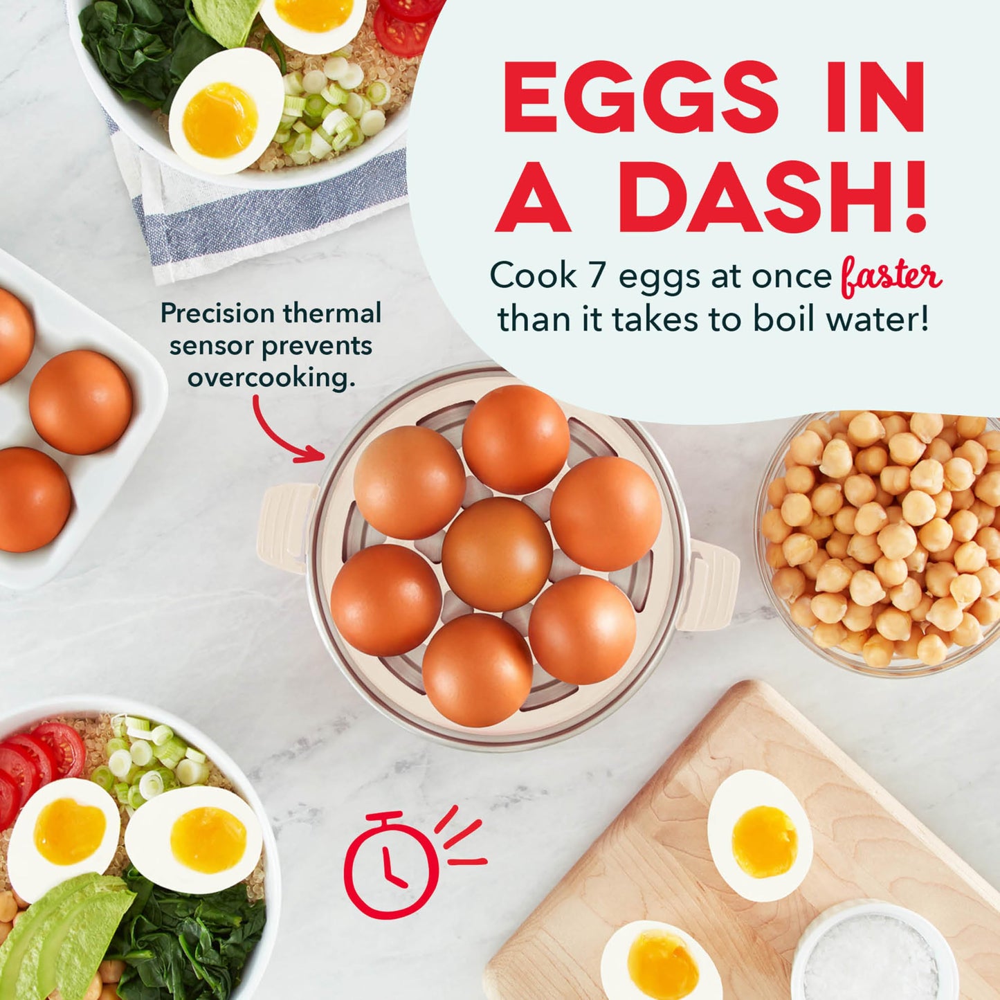Dash Rapid Egg Cooker - Boiler, Poacher & Steamer - Includes Measuring & Recipe Guide - Dishwasher Safe - Holds 7 Eggs, Black