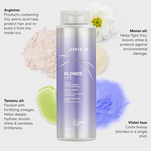 Joico Blonde Life Violet Conditioner - Neutralizes Brassy Tones & Boosts Shine | Sulfate-Free Formula