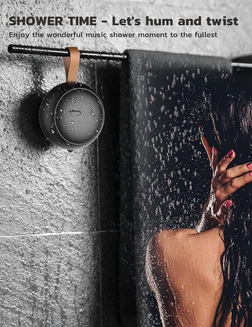 IPX7 Waterproof Bluetooth Speaker - 10W Portable Wireless Sound | 12H Playtime, Built-in Mic, Black