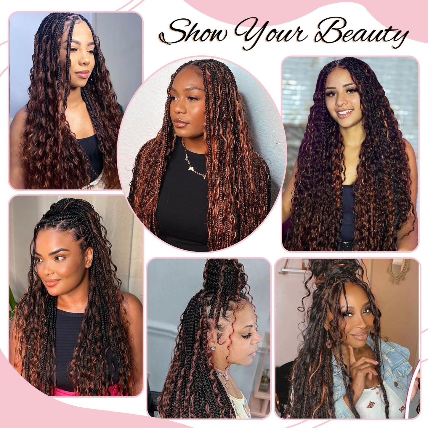 Ombre Brown Human Braiding Hair 20 Inch 100g Highlight 1b/30 Deep Water Wave 2 Bundles Bulk Human Hair for Braiding Curly Hair Extensions for Boho Braids Knotless Wet and Wavy Human Braiding Hair