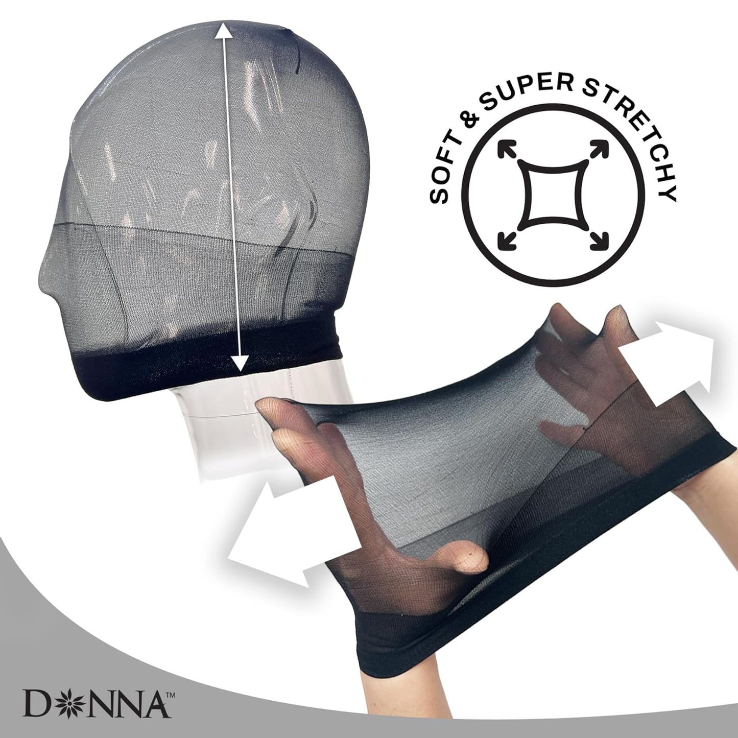 DONNA STOCKING WIG CAPS FOR WOMEN HAIR CAP, WIG HEAD, HAIR NET 2pcs 3PACK