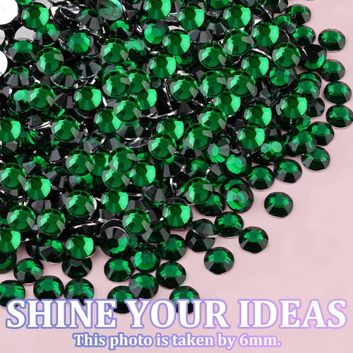 25000Pcs Resin Rhinestones for Crafting, Emerald Green 2-6mm Mixed Sizes Non Hotfix Flatback Gems with 1Pcs Glue, Bedazzling Crystal for DIY Craft Clothing Mugs Tumblers Shoes Fabric Decor Nail Art
