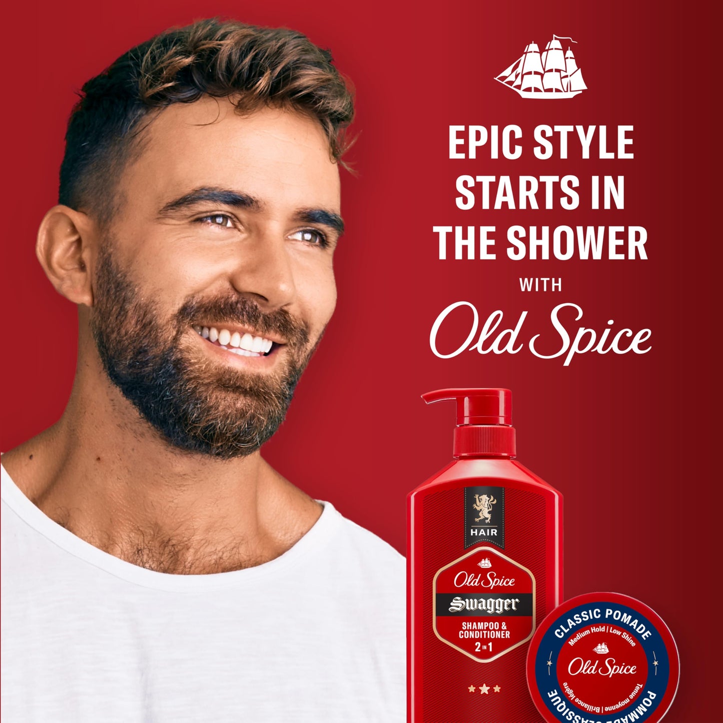 Old Spice Classic Pomade for Men, Medium Hold with Low Shine, 2.22 oz