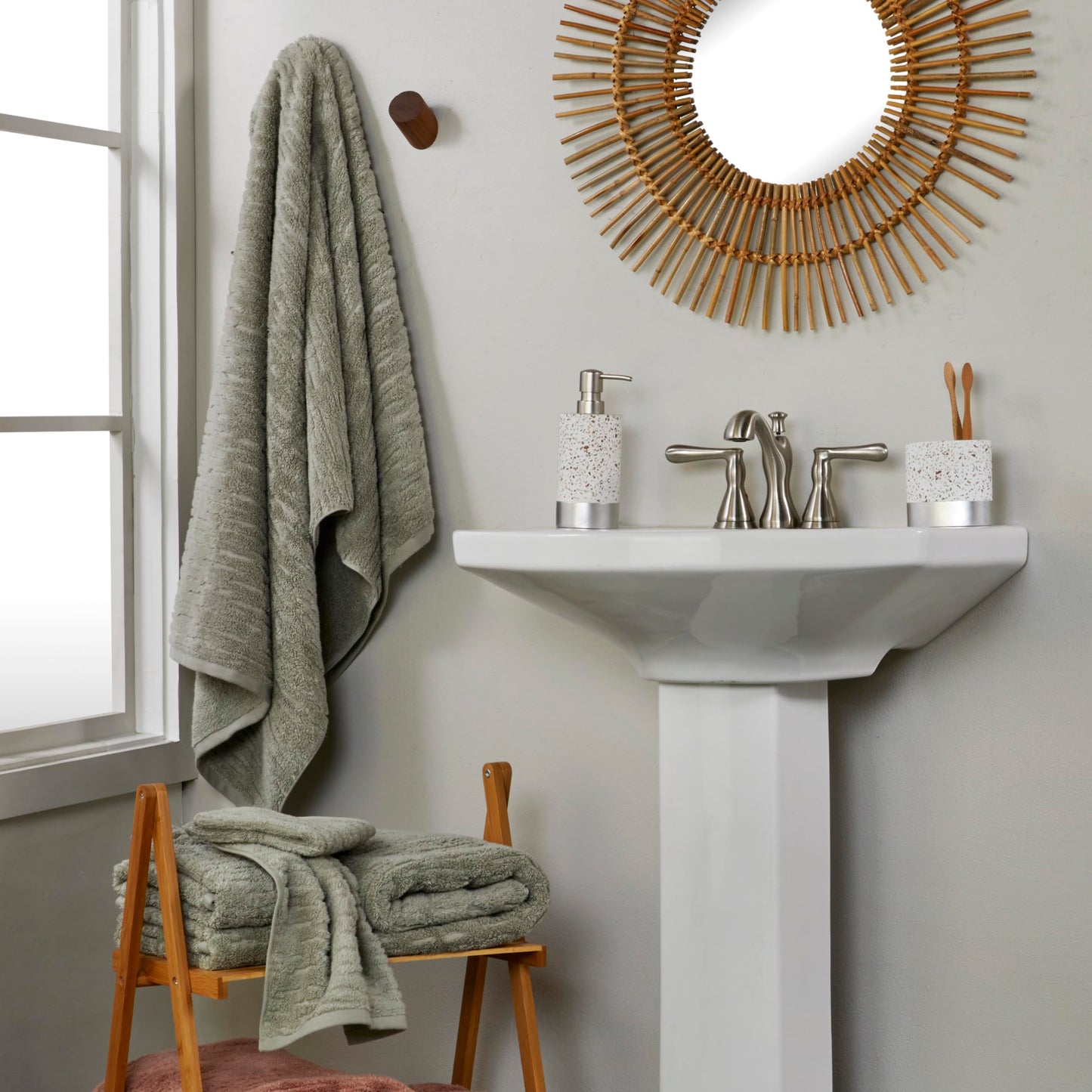 SKL Home CloudSoft Cotton Luxury 2-Piece Hand Towel Set, Sage