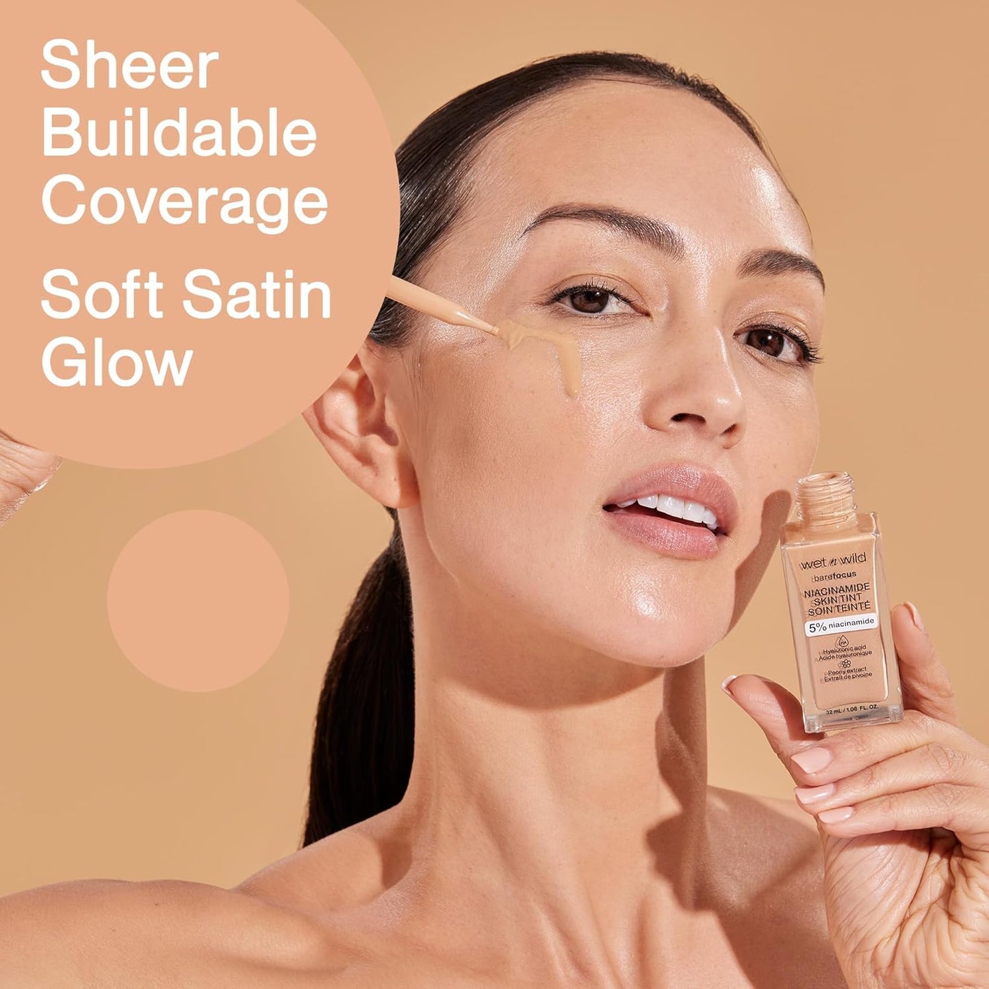 Wet n Wild Bare Focus Skin Tint - 5% Niacinamide, Buildable Sheer Coverage, Hydrating & Cruelty-Free | Medium Beige