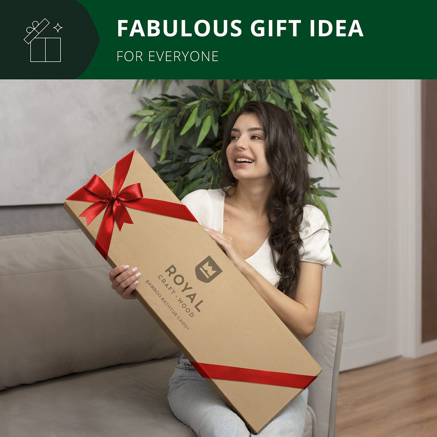 ROYAL CRAFT WOOD Luxury Bathtub Caddy Tray, One or Two Person Bath and Bed Tray, Bonus Free Soap Holder (Pink)