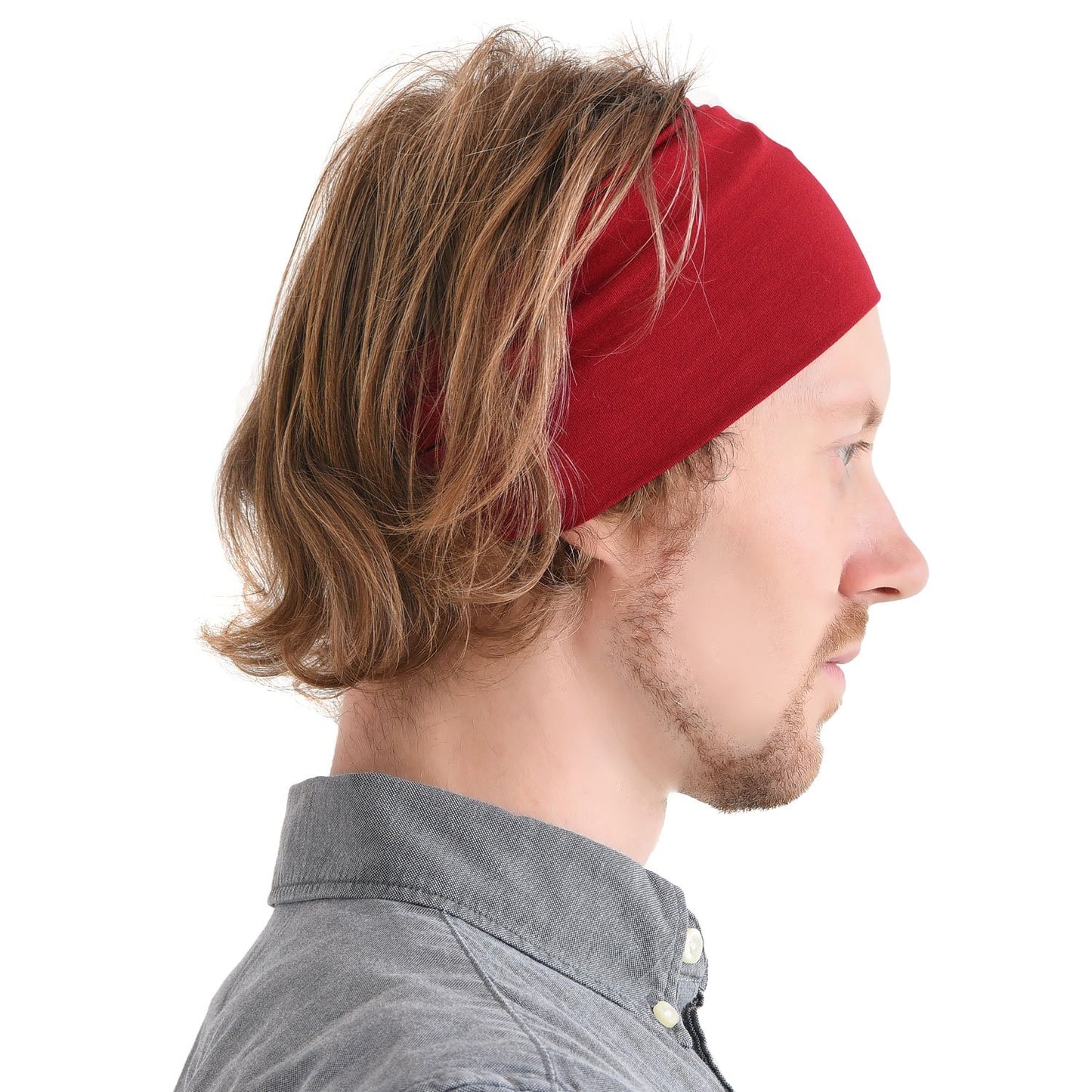 CHARM Womens Headband Wrap Bandana - Stretch Elastic Yoga Workout Running Head band Red