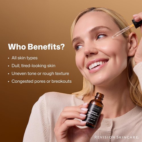 Revison Skincare Radiance+ Resurfacing Serum - Overnight AHA+BHA Exfoliant with Glycolic & Salicylic Acid | Smooths Texture & Brightens Skin