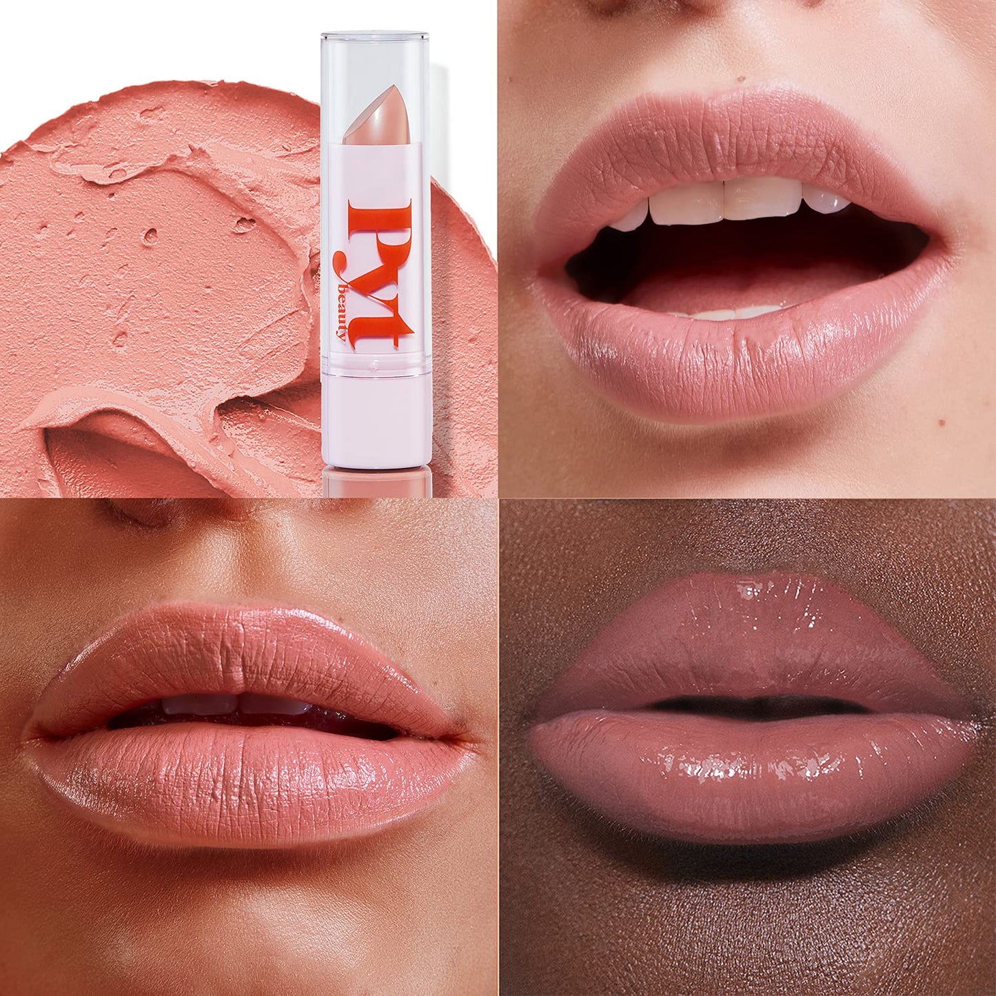 PYT BEAUTY Lip Duo, Peachy Nude Lipstick and Lip Gloss, Hydrating Combo, Hypoallergenic, Vegan Makeup, 1 Count