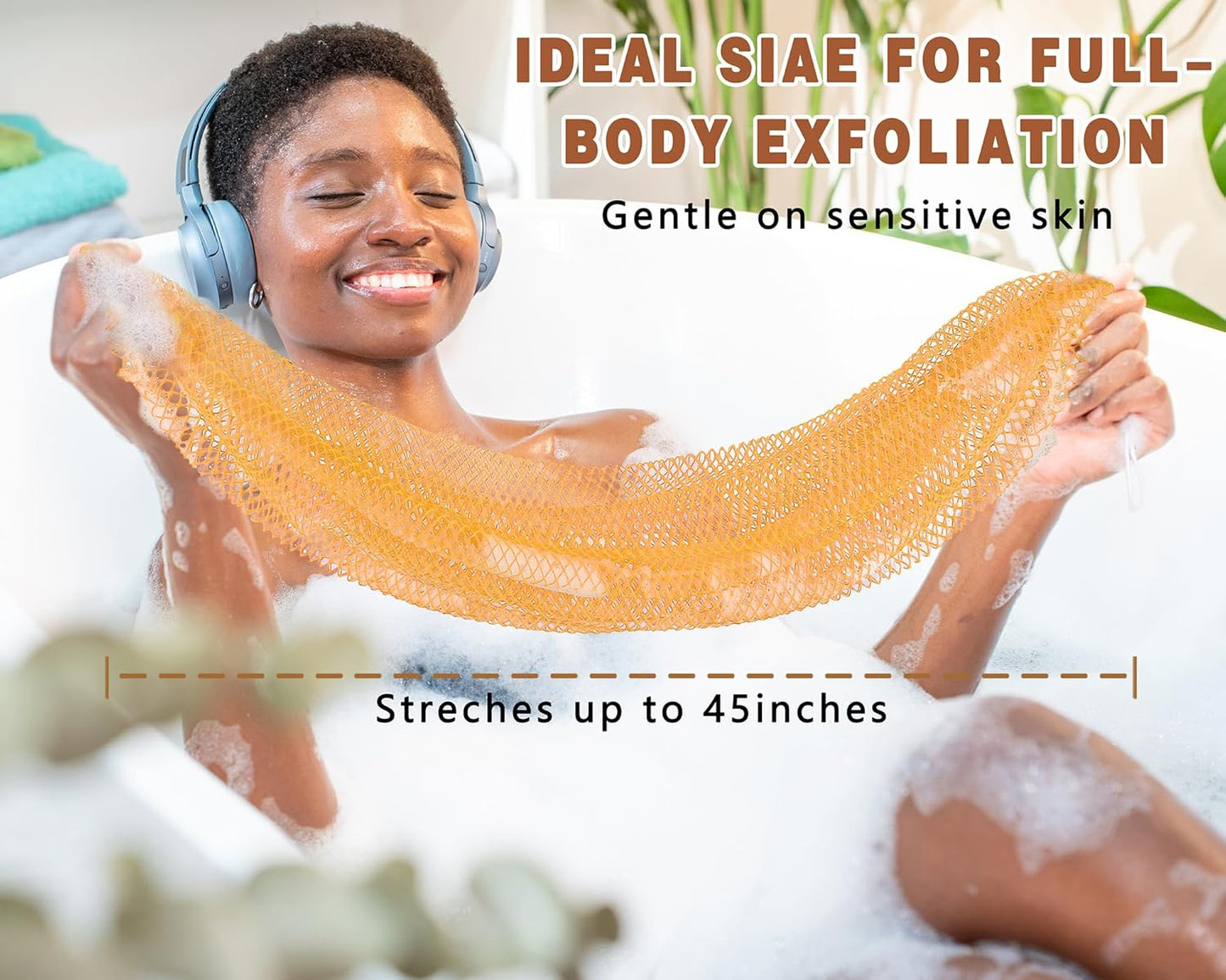 Skiennix African Net Sponge - Exfoliating Body Scrubber for Daily Use | 2 Pack (Yellow & Dark Green)