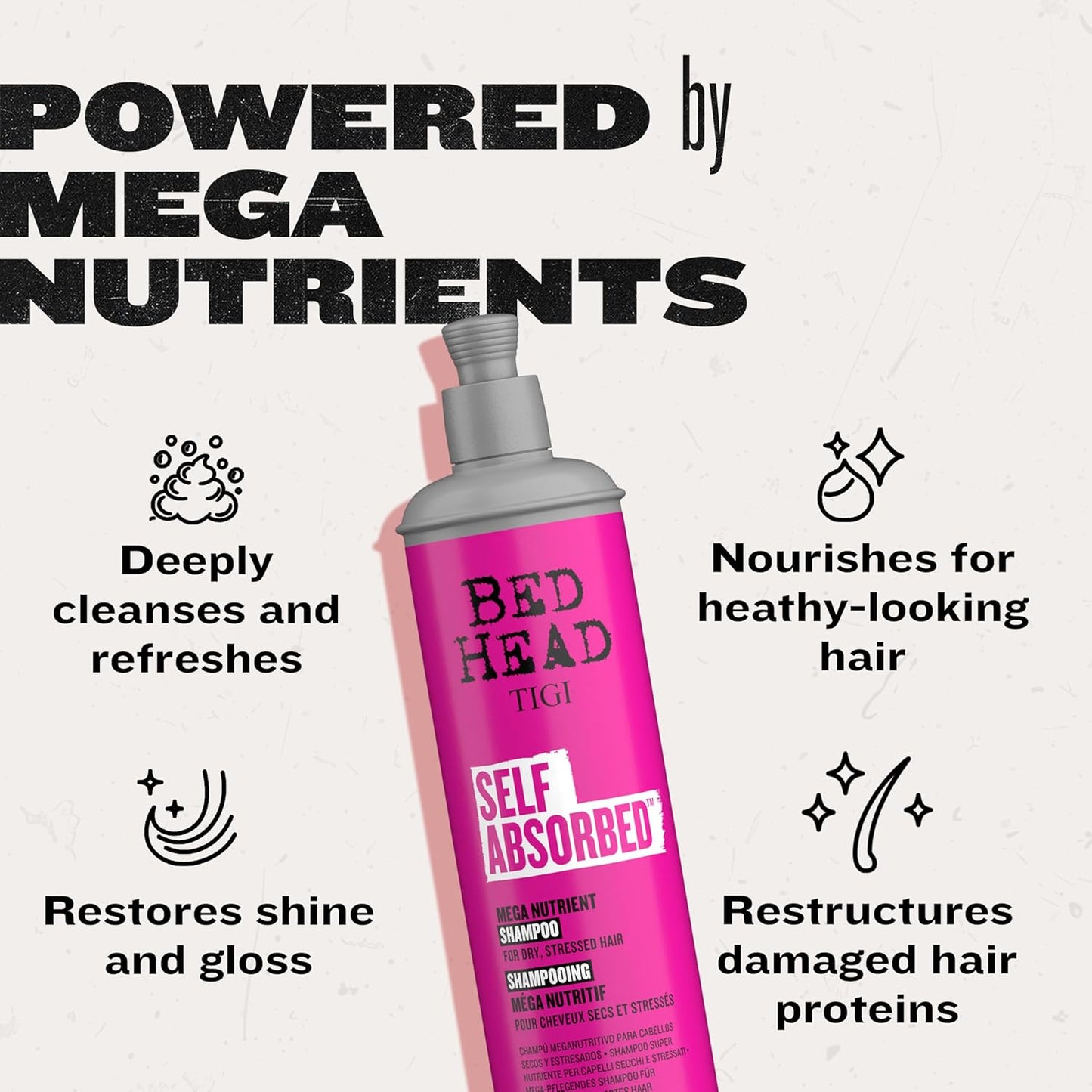 Bed Head by TIGI Self Absorbed Shampoo & Conditioner Set - Nourishing Frizz Control Duo, 25.36 Fl Oz, 2 Pack
