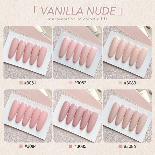 GAOY Macaron Nail Gel Polish Set Including Peach Pink Nude Shades, Sweet Minimalist Creamy Colors, Opaque Long Lasting Gel for Home & Salon Manicure