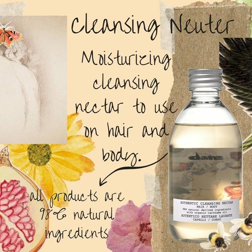Davines Authentic Cleansing Nectar - Multi-Functional Shampoo & Body Wash | Gentle Oil-Based Cleanser with 98% Natural Ingredients - 9.47 Fl Oz