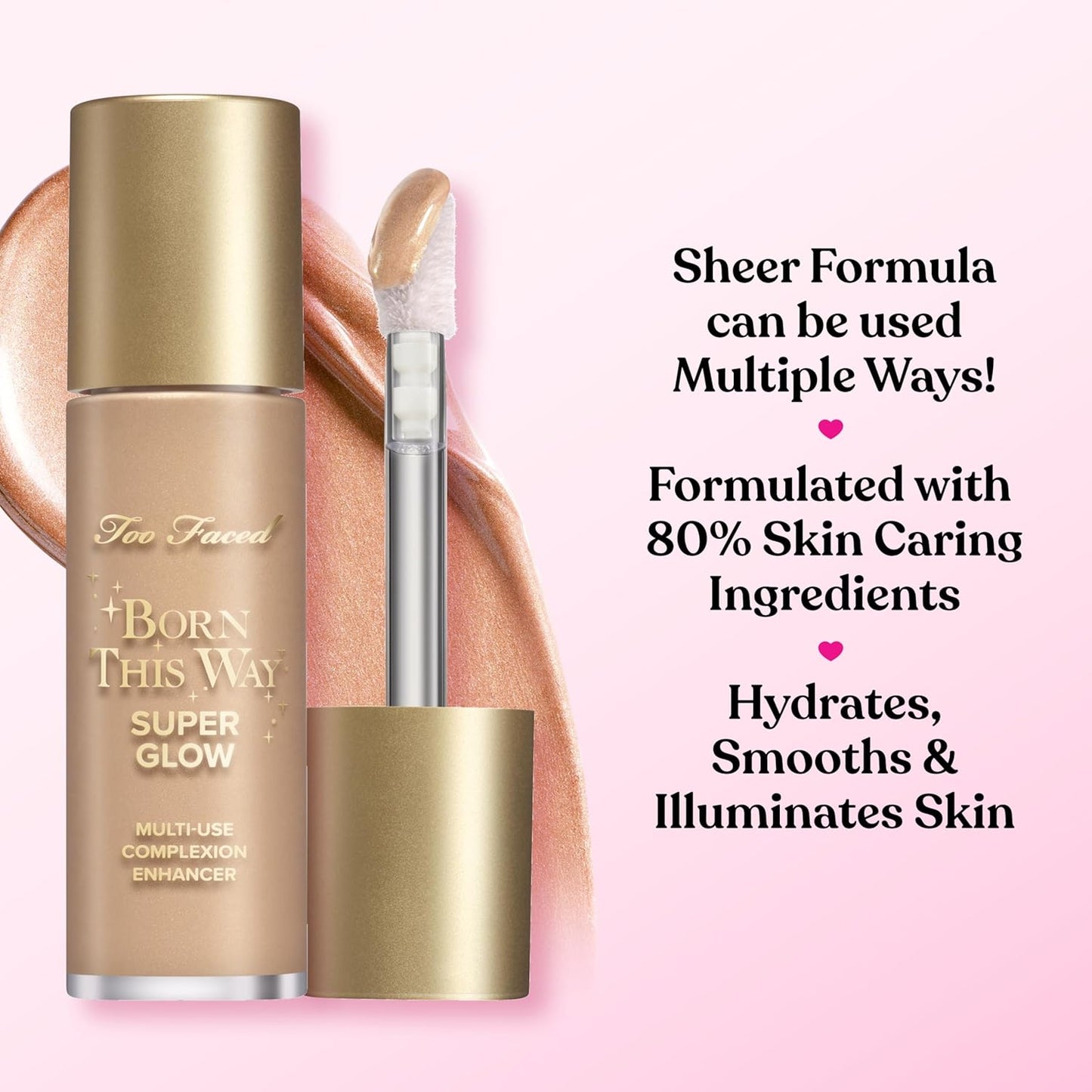 Too Faced Born This Way Super Glow Skin Enhancer - Hydrating Gel for Radiant, Illuminated Skin | Non-Greasy & Blendable