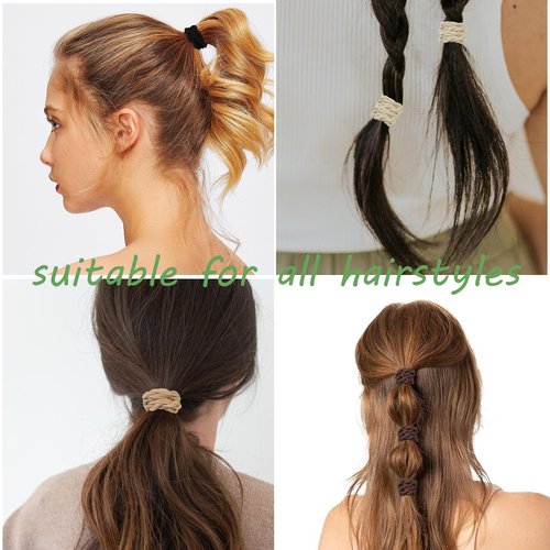 24 Pcs Boho Hair Ties for Women, Elastic Hair Ties No Damage, Hair Bands for Thin and Thick Hair, Black Brown Ponytail Holders for Girls, Cute Hair Tie Bracelet