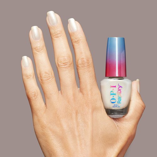 OPI RapiDry Snow Time Like the Present | Semi-Sheer Bright Pearl White Quick Dry Nail Polish | Vegan, Smudge Proof, Fast Drying | Snow Time to Waste | Holiday 2025