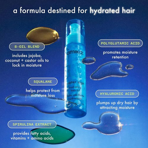 Amika Water Sign Hydrating Hair Oil - Infused with Hyaluronic Acid for Moisture & Shine