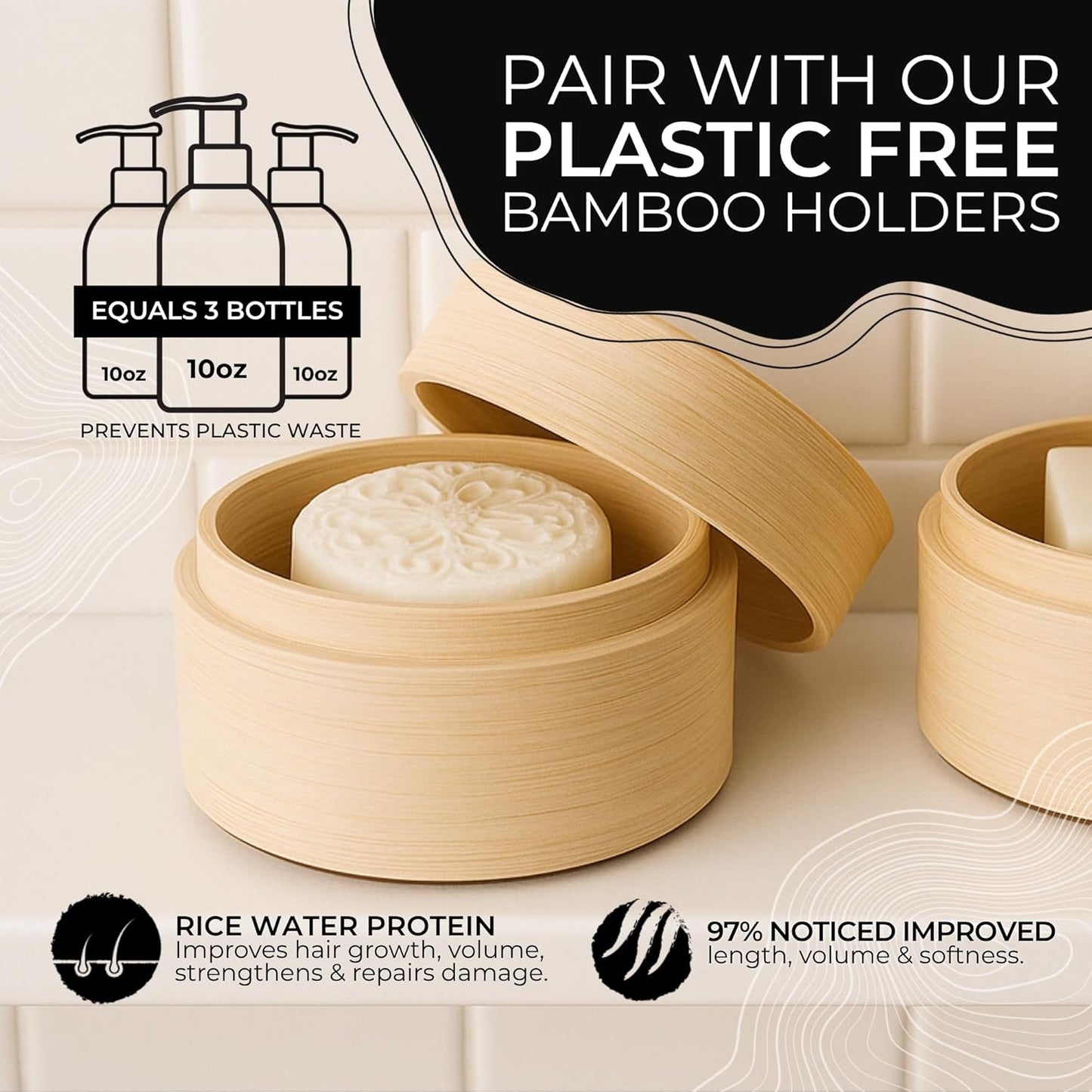 Viori Coconut Shampoo & Conditioner Bar Set - Advanced Repair with Longsheng Rice Water & Jojoba Esters | Eco-Friendly, Travel Size for Dry Hair