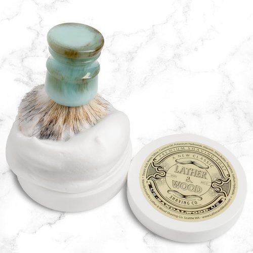 Lather & Wood Shaving Soap - Sandalwood Luxury Cream - Dense Tallow Lather for Ultimate Wet Shaving | 4.6 oz
