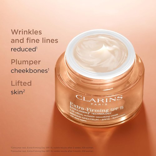 Clarins Extra-Firming Day Moisturizer SPF 15 - Firming Anti-Aging Cream with Collagen & Niacinamide | All Skin Types