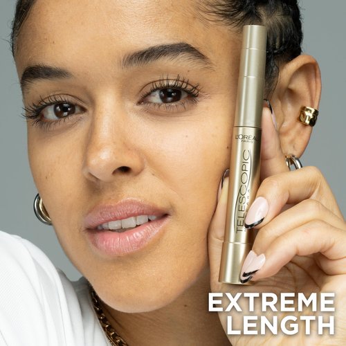 L'Oreal Paris Telescopic Original Lengthening Mascara Bundle with Waterproof Black 0.27 Fl Oz. and Washable Black Brown 0.27 Fl Oz.