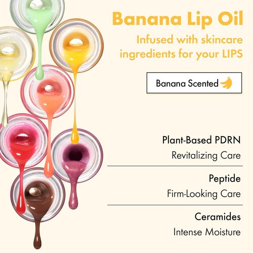 Amuse Seoul Banana Lip Oil - Hydrating Vegan Lip Oil with Peptide & Rice-Based PDRN | 01 Zen Matcha, Banana-Scented