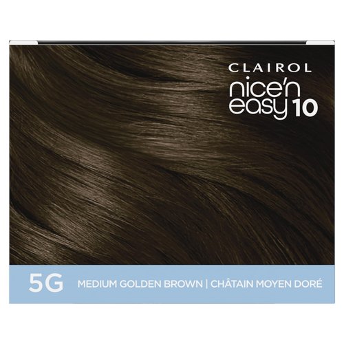Clairol Nice'N Easy 10 Permanent Hair Dye, 5G Medium Golden Brown Hair Color, Pack of 1