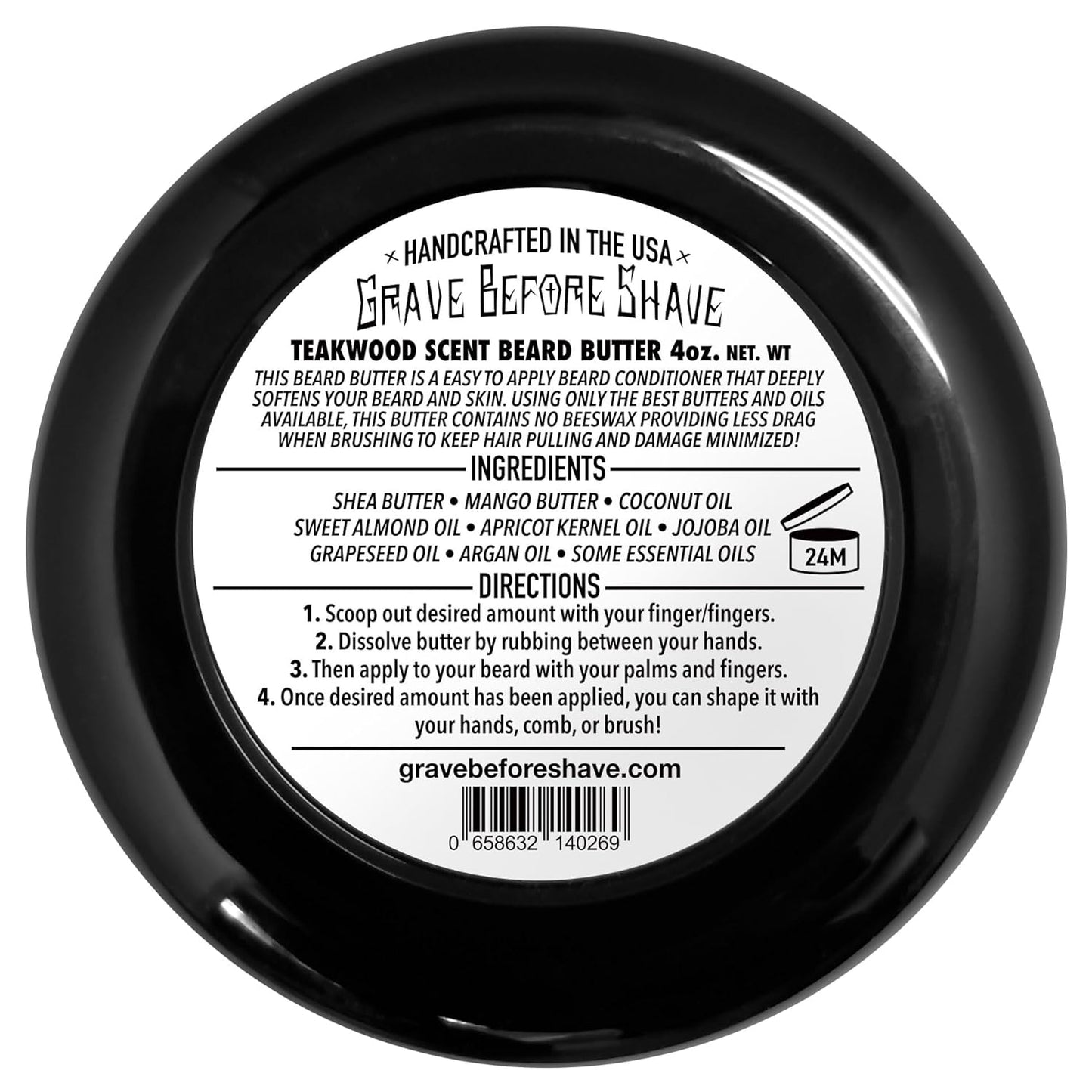 Grave Before Shave Teakwood Blend Beard Butter - Nourishing 4oz Jar for Soft, Manageable Beards