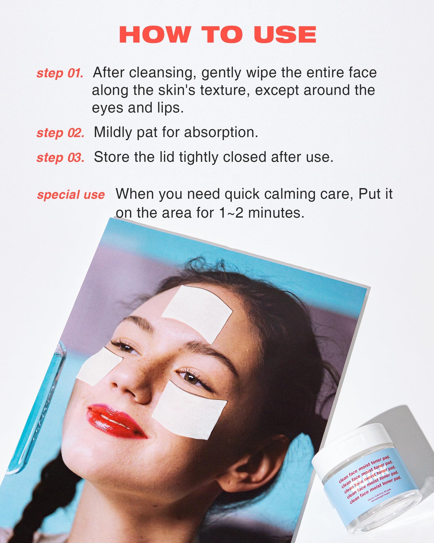 LAUNDRYOU Clean Face Moist Toner Pad Quick - Hydrating Toner Pads for Face, Moisturizing, Cooling, Soothing Spot Mask Sheet, Alcohol-Free Hypoallergenic Multi Pad, 60 Pads