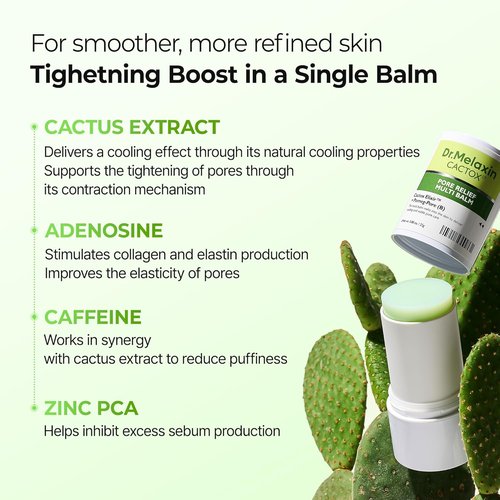 Dr. Melaxin Cactox Pore Relief Balm Stick - Cooling & De-Puffing Formula with Zinc PCA & Cactus Extract, 0.88 oz