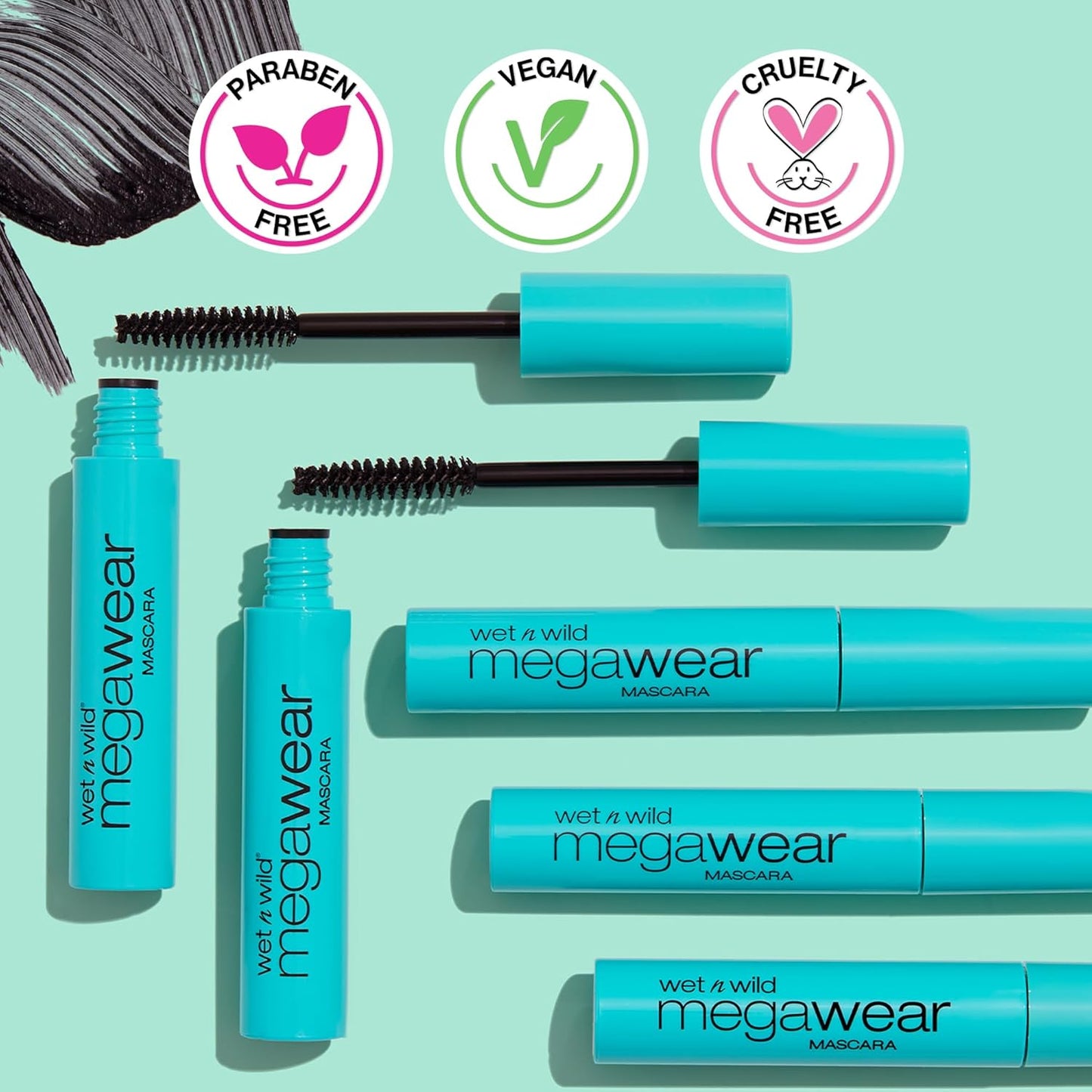 Wet n Wild Megawear Mascara - Gentle Gel Volumizing Formula for Full, Healthy Lashes | Black
