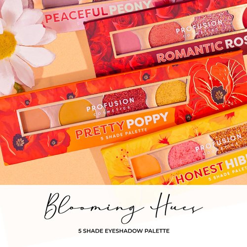 Profusion Cosmetics Mini Eyeshadow Palette - 5 Highly Pigmented Shades, Blendable & Travel-Friendly (Pretty Poppy)
