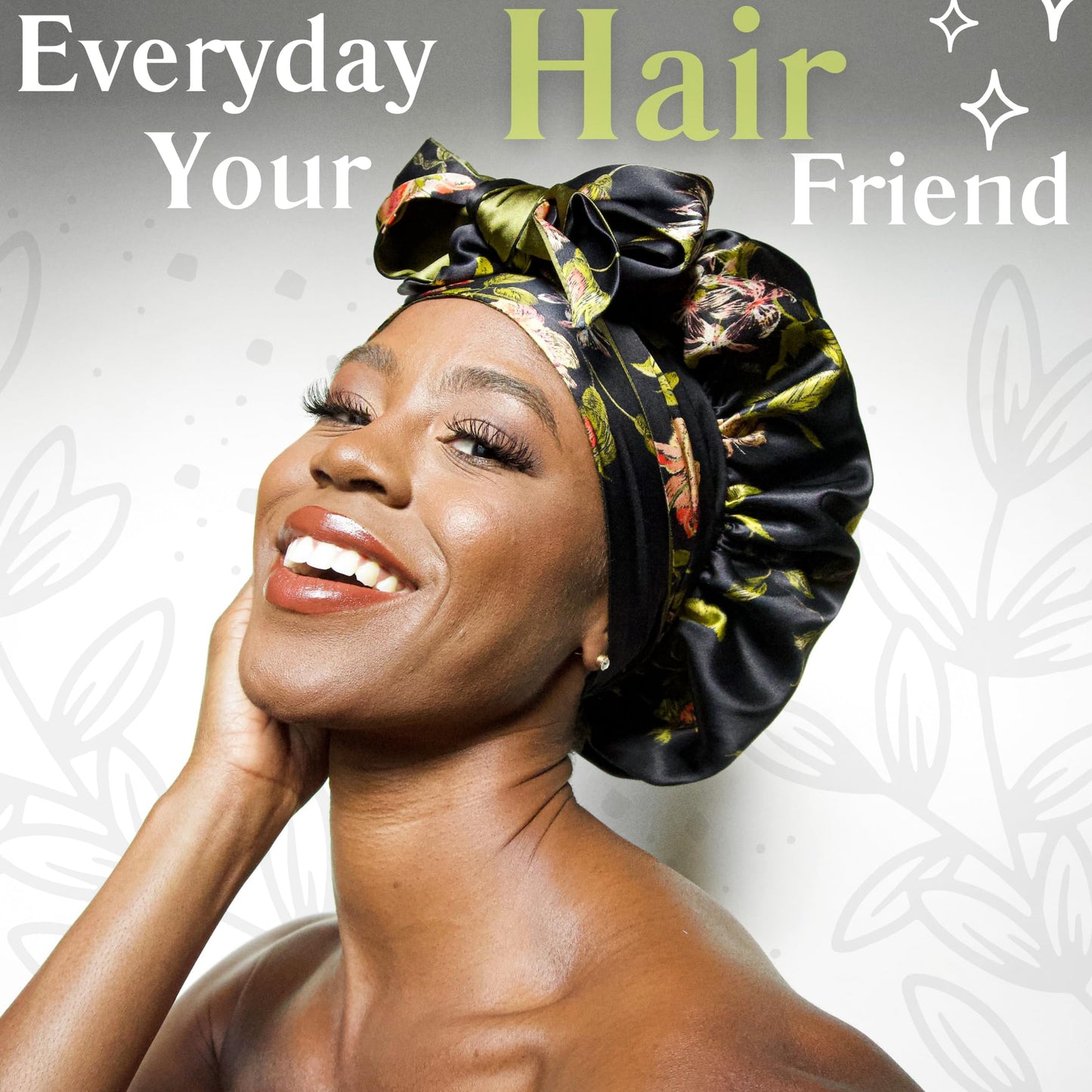 Wild Rose 100% Pure Silk Hair Bonnet Luxurious Reversible Wonder Loop Mulberry Silk for Curly Hair - Ultimate Sleeping Companion with Ties for Women - Handmade in USA