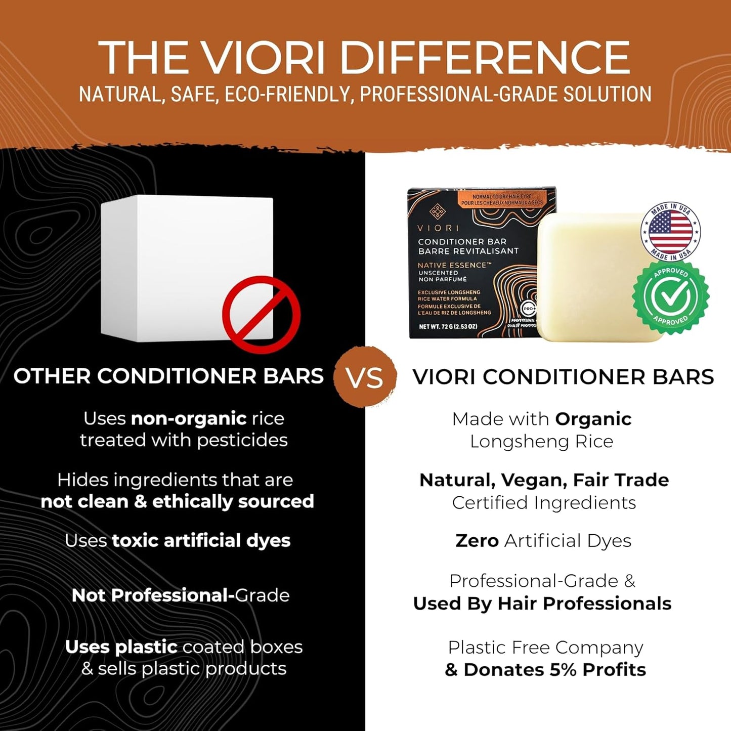Viori Native Essence Conditioner Bar - Handcrafted Organic Rice Water Conditioner | Eco-Friendly