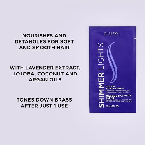 Clairol Professional Shimmer Lights Violet Toning Mask - Neutralize Brassy Tones for Refreshing Blonde Hair
