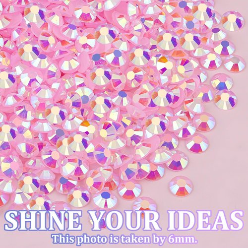 Resin Jelly Rhinestones for Crafting with B7000 Jewelry Glue, 1 Box Light Pink AB Flatback Crystal with 3Pcs 10ml Glue, Bedazzling Non Hotfix Gems for DIY Tumblers Clothing Shoes Manicure