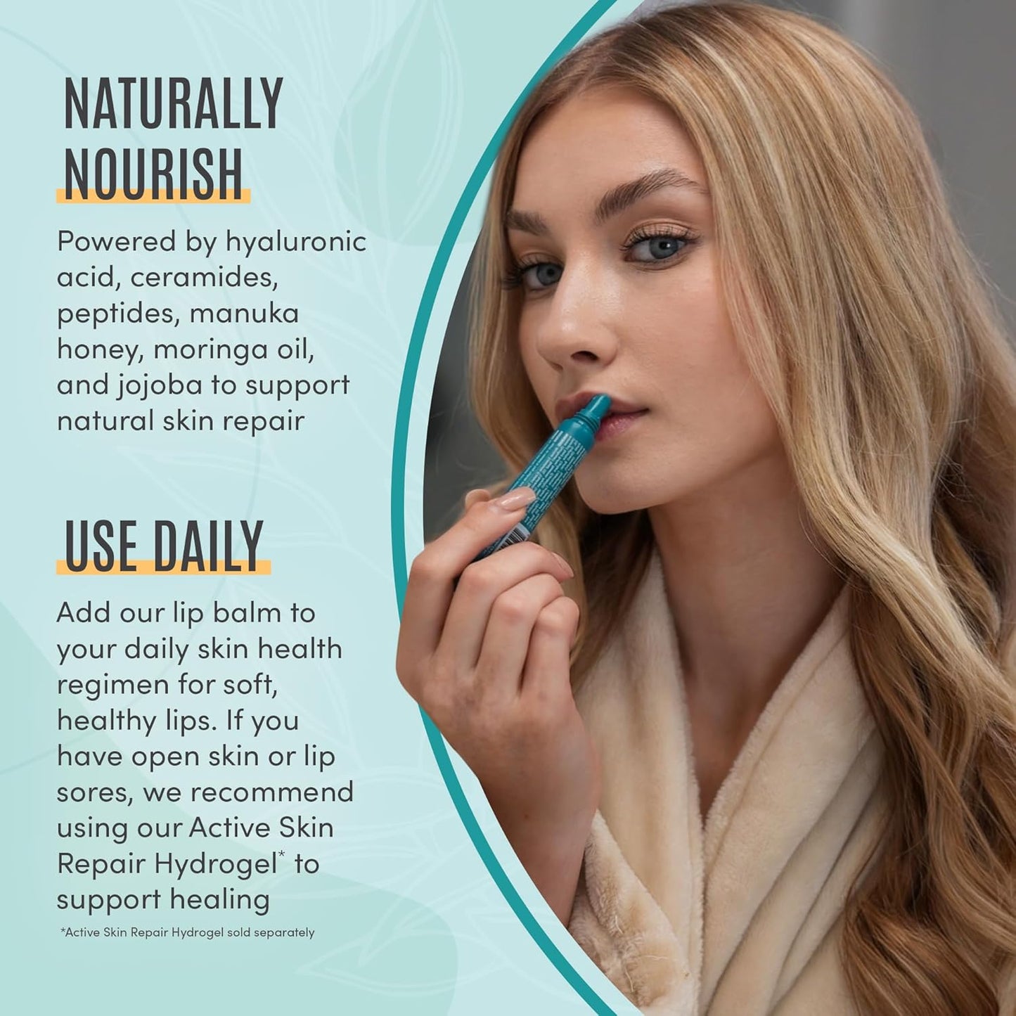 Active Skin Repair Hydrating Lip Balm - EWG Certified Moisturizing Formula with Hyaluronic Acid | 10 ml