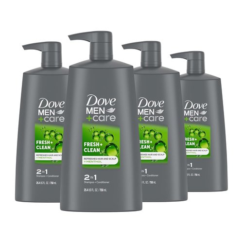 DOVE MEN + CARE 2-in-1 Shampoo & Conditioner - Fresh & Clean Formula | Nourishes & Strengthens Hair - 25.4 oz (4 Count)