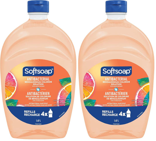 Softsoap Antibacterial Refill - 50oz Crisp Clean Scent | Pack of 2 for Ultimate Hygiene